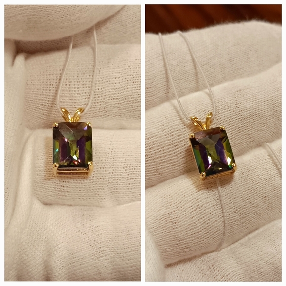 14k Gold Pendant for necklaces Mystic Quartz Solid real 14kt - Picture 4 of 5